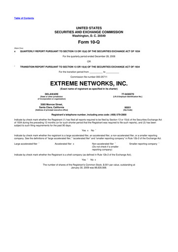 Thumbnail Extreme Networks
 10-Q Quarterly Report FY 