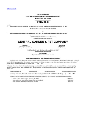 Miniature Central Garden & Pet 10-Q Rapport trimestriel  