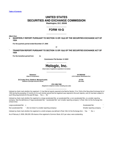 Miniature Hologic 10-Q Rapport trimestriel  