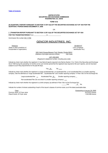 Miniature Gencor Industries
 10-Q Rapport trimestriel  
