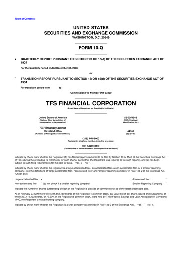 Thumbnail TFS Financial 10-Q Quarterly Report FY 