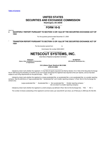 Thumbnail NETSCOUT 10-Q Quarterly Report FY 