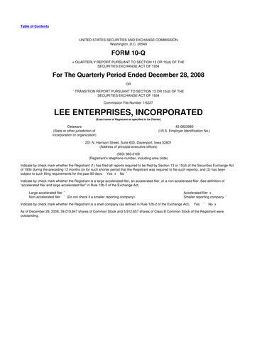 Thumbnail Lee Enterprises
 10-Q Quarterly Report FY 