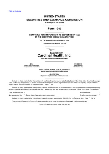 Thumbnail Cardinal Health 10-Q Quarterly Report FY 