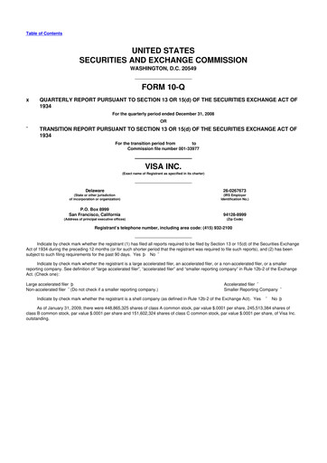 Vorschaubild Visa 10-Q Quartalsbericht  