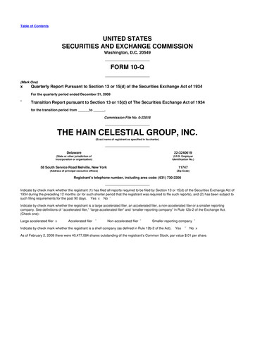 Thumbnail Hain Celestial 10-Q Quarterly Report FY 