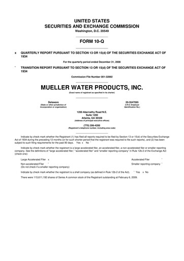 Thumbnail Mueller Water Products
 10-Q Quarterly Report FY 