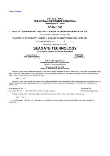 Thumbnail Seagate Technology 10-Q Quarterly Report FY 