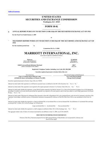 Thumbnail Marriott International 10-K Annual Report 