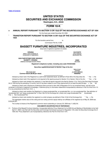 Thumbnail Bassett Furniture 10-K Annual Report 