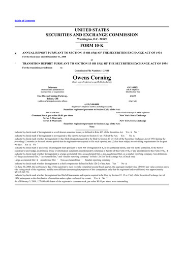 Thumbnail Owens Corning
 10-K Annual Report 