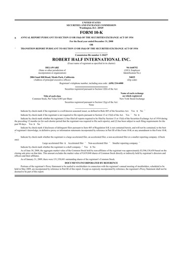 Thumbnail Robert Half 10-K Annual Report 