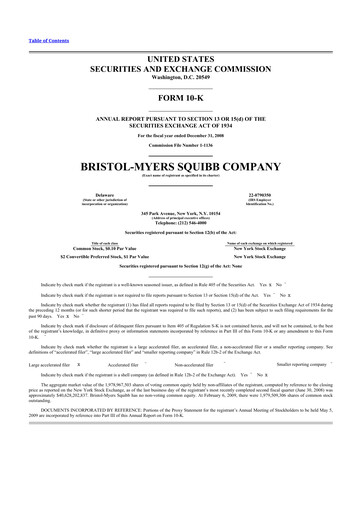 Miniature Bristol-Myers Squibb 10-K Rapport annuel 