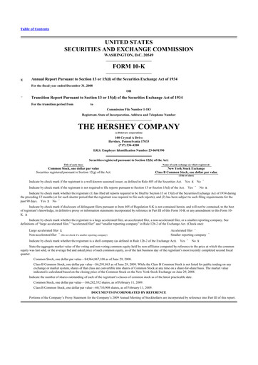 Thumbnail The Hershey Company 10-K Annual Report 