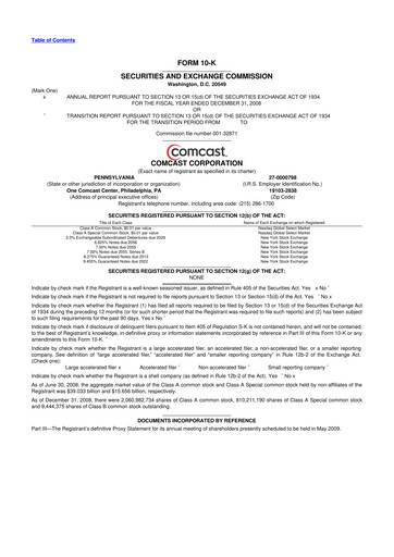 Thumbnail Comcast 10-K Annual Report 