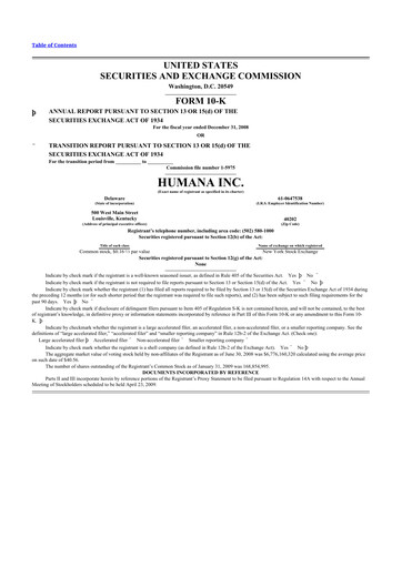 Thumbnail Humana 10-K Annual Report 