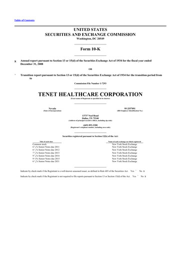Thumbnail Tenet Healthcare 10-K Annual Report 