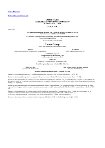 Thumbnail Unum 10-K Annual Report 