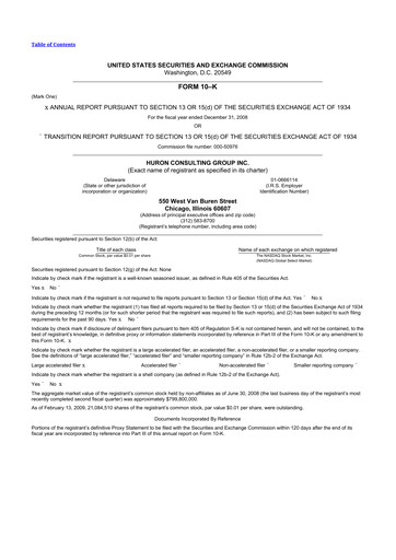 Vorschaubild Huron Consulting 10-K Jahresbericht 