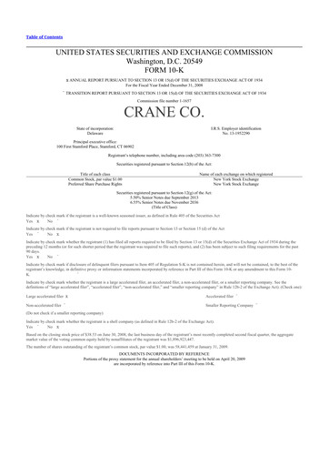 Thumbnail Crane NXT 10-K Annual Report 