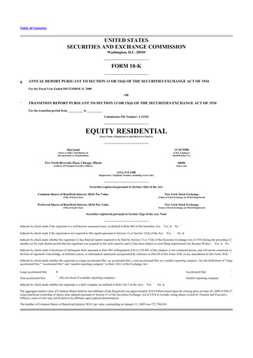 Thumbnail Equity Residential
 10-K Annual Report 