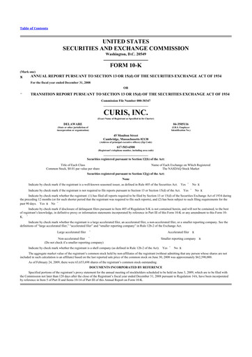 Thumbnail Curis 10-K Annual Report 