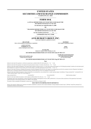 Thumbnail Avis Budget Group
 10-K Annual Report 