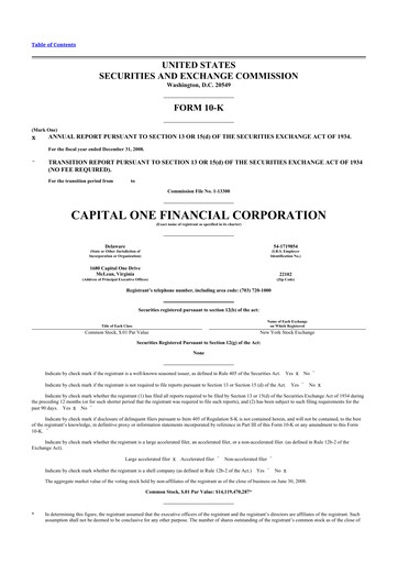Miniature Capital One 10-K Rapport annuel 