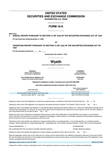 Thumbnail Wyeth 10-K Annual Report 