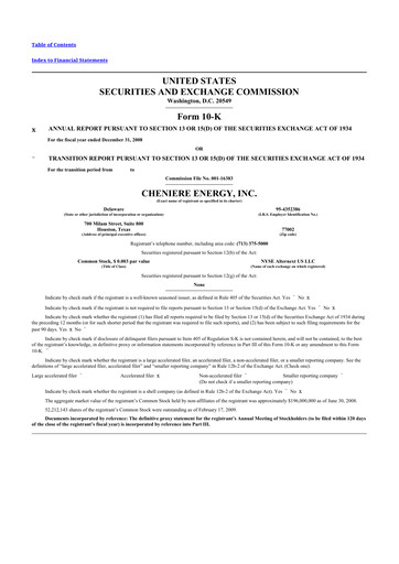 Thumbnail Cheniere Energy
 10-K Annual Report 