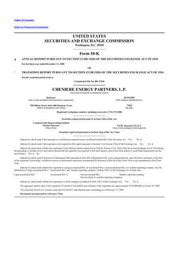 Thumbnail Cheniere Energy
Partners 10-K Annual Report 