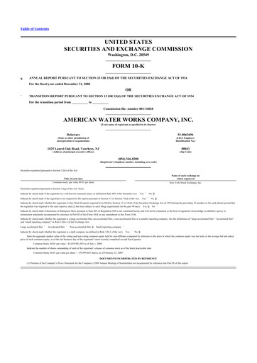 Thumbnail American Water 10-K Annual Report 