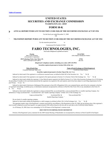 Thumbnail Faro Technologies
 10-K Annual Report 