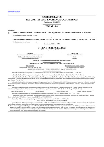 Thumbnail Gilead Sciences 10-K Annual Report 