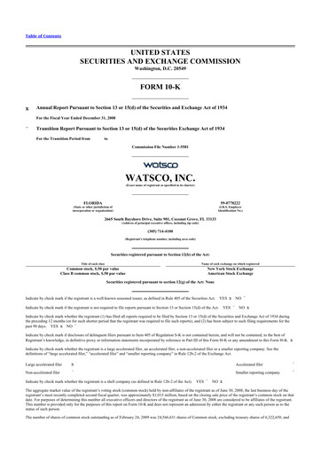 Miniature Watsco
 10-K Rapport annuel 