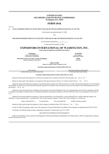 Miniature Expeditors International 10-K Rapport annuel 