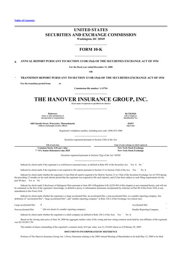 Thumbnail Hanover Insurance Group 10-K Annual Report 