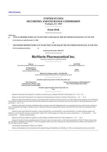 Thumbnail BioMarin Pharmaceutical 10-K Annual Report 