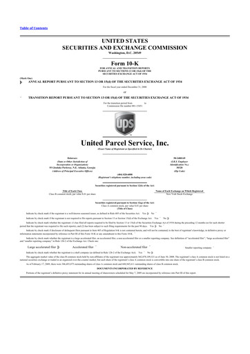 Thumbnail United Parcel Service 10-K Annual Report 