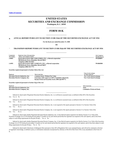 Thumbnail Hawaiian Electric Industries 10-K Annual Report 