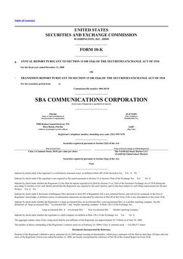 Miniature SBA Communications 10-K Rapport annuel 