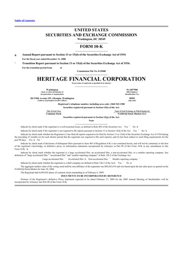 Thumbnail Heritage Financial 10-K Annual Report 