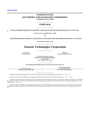 Thumbnail Sensient Technologies
 10-K Annual Report 