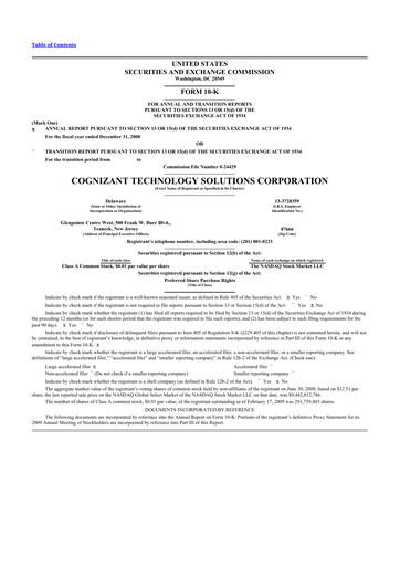 Thumbnail Cognizant Technology Solutions  10-K Annual Report 