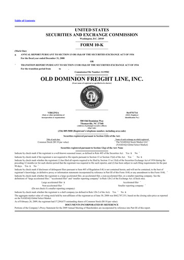 Thumbnail Old Dominion Freight Line
 10-K Annual Report 