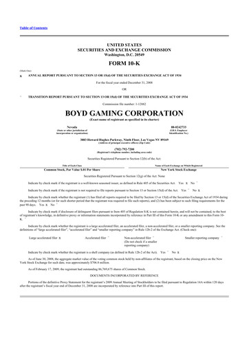 Thumbnail Boyd Gaming
 10-K Annual Report 