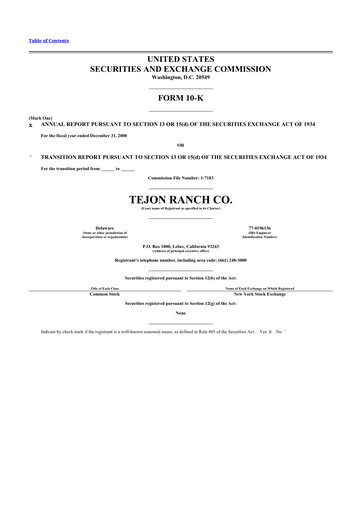 Thumbnail Tejon Ranch
 10-K Annual Report 