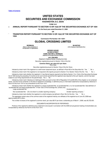 Thumbnail Global Crossing 10-K Annual Report 