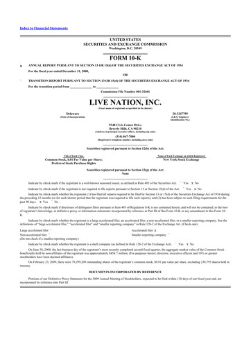 Miniature Live Nation
 10-K Rapport annuel 