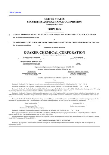 Thumbnail Quaker Houghton 10-K Annual Report 